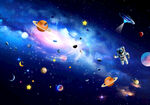 梦幻星空下的奇幻飞行场景