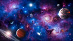 梦幻宇宙星空宇航员行星太空背景