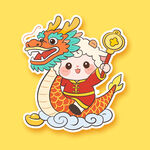 龙年萌羊持金锣喜庆形象