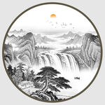圆形山水画