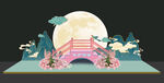 中式国风山云七夕鹊桥美陈