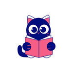 读书的卡通猫咪