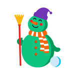 手持扫帚的欢乐雪人