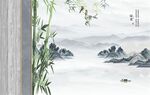 新中式格栅竹报平安山水