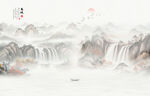 新中式水墨山水画背景墙