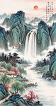 竖幅山水画