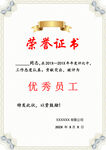 优秀员工荣誉证书模板