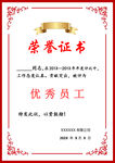 优秀员工荣誉证书展示