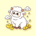 小羊与金币的可爱插画