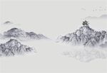 中式蓝色山水