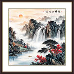 迎客松山水画