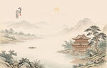 简约宋氏美学山水画壁画壁纸