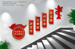 不忘初心党建楼梯文化墙