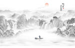 水墨山水背景墙