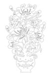 花卉花瓶线描图案设计