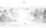 新中式水墨山水背景墙