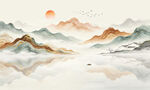 新中式水墨山水画