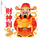 财神到彩色装饰画静电贴