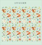 狐狸松鼠兔子鲜花蘑菇