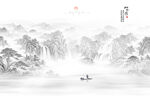 国画山水背景墙