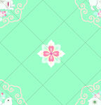 清新绿底国风花卉纹样