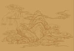 古典山水线描纹样