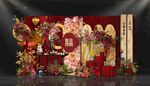 新中式红金婚礼迎宾背景