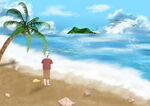 夏日海滨男孩插画