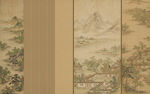 中式床头古风宋式美学山水画壁画