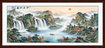 流水生财山水画壁画