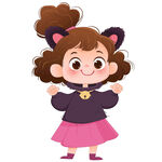 万圣节穿猫咪装猫耳朵铃铛小女孩
