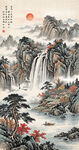竖幅玄关山水画
