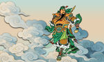 武圣关公祥云古风插画