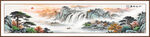 迎客松山水客厅背景装饰画