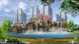 假山瀑布分层效果图