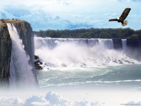 自然风景 瀑布 大鹏展翅