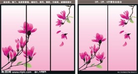 玉兰花推门画 组合柜画
