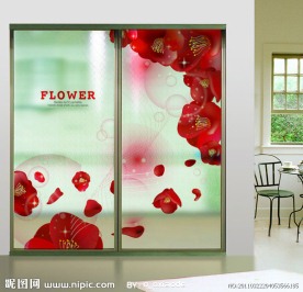 玻璃 移门 花朵