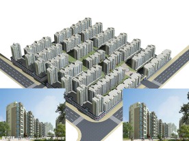 某小区多层鸟瞰图MAX加MAP