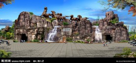 假山跌水效果图