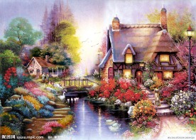 油画风景 漂亮的田园油画