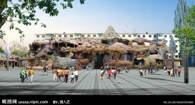 侏罗纪假山广场方案