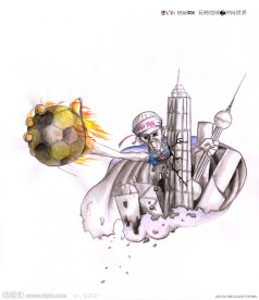 插画 玩转地球 足球 高楼