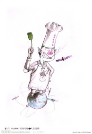 插画 玩转地球 卫星与厨师