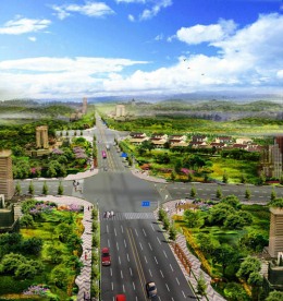 道路绿化景观效果图