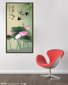 无框画 装饰手绘画 抽象画 水墨画 荷花