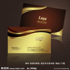 金色高档名片模版 金属质感名片设计