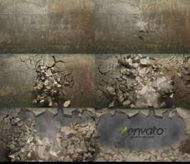 墙壁破碎片头三维