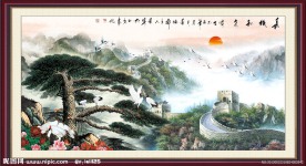 国画 松鹤图 松鹤延年 长城