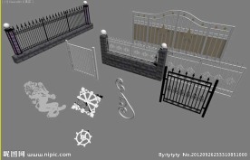 铁艺门铁艺围栏铁艺花max模型